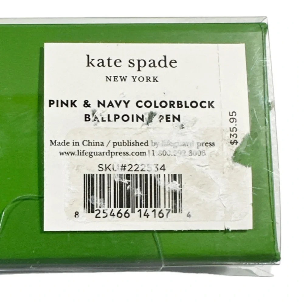NEW ♠️ Kate Spade ♠️ PINK & NAVY COLORBLOCK Ballpoint Pen 🖊️